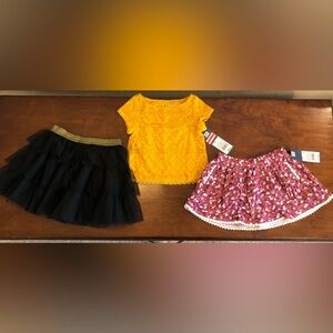 Girls 12 month outfits NEW Shirt with 2 skirts